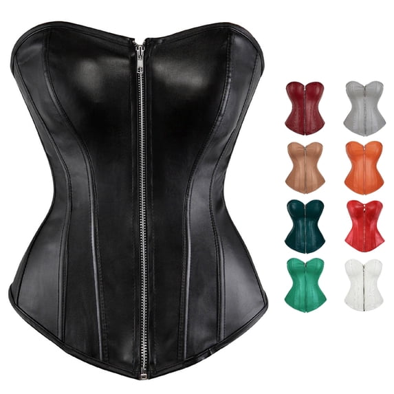 Xijirk Women Corset Waist Trainer Strapless Sweetheart Neck Zip Front Gothic Club Night Out Party Wear,Black,5XL