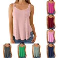 thumbnail image 1 of Xijirk Women Double Strap Tank Top with Neck Eyelet Embroidery Flared for Casual Beach Summer Wear,Pink,M, 1 of 5