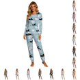 thumbnail image 1 of Xijirk Women Halloween Pajama Set Long Sleeve Crew Neck Top with Jogger Pants Assorted Halloween Element Print Loungewear for Sleepwear and Holiday Party,Multicolour4,3XL, 1 of 4