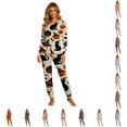 thumbnail image 1 of Xijirk Women Halloween Pajama Set Long Sleeve Crew Neck Top with Jogger Pants Assorted Halloween Element Print Loungewear for Sleepwear and Holiday Party,White4,S, 1 of 4