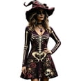 Miniature Roses Printable Xijirk Women Halloween Skeleton Rose Printed Mini Dress Long Sleeve V ...