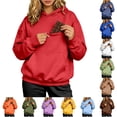 thumbnail image 1 of Xijirk Women Hoodies for Women Oversized Pullover Sweatshirt with Hidden Earphone Pocket for Daily Casual Wear,Red,4XL, 1 of 8