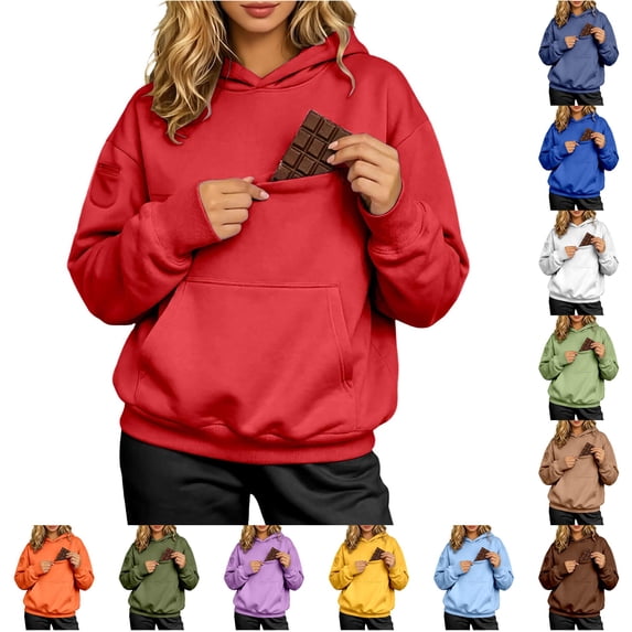 Xijirk Women Hoodies for Women Oversized Pullover Sweatshirt with Hidden Earphone Pocket for Daily Casual Wear,Red,4XL