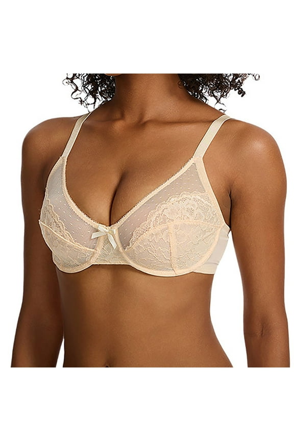 Xijirk Women Mesh Lace Bra Wireless Full Coverage Push Up Anti Sagging Support Bralette,36DDD(F)