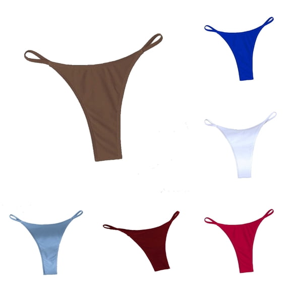 Xijirk Women Minimal Thin Strap Brief Panties Loop Side Straps Narrow Cut Front Body Soft Weave Mild Stretch Fit for Swim and Casual Daily Wear,Brown,XL