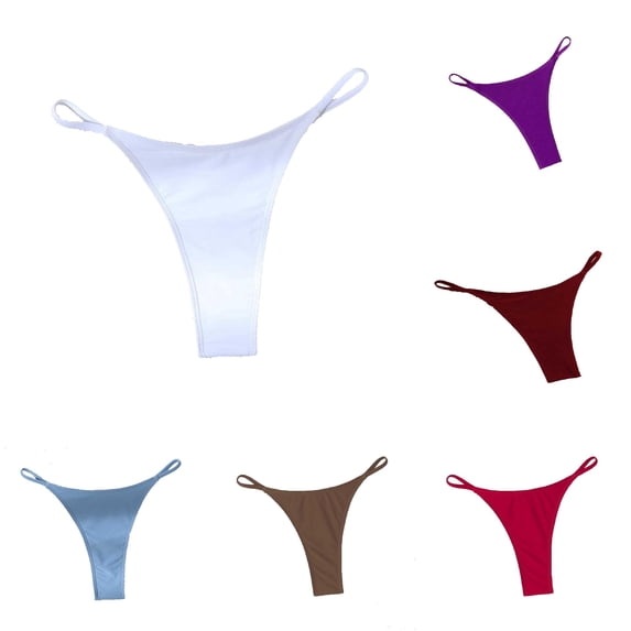 Xijirk Women Minimal Thin Strap Brief Panties Loop Side Straps Narrow Cut Front Body Soft Weave Mild Stretch Fit for Swim and Casual Daily Wear,White,L