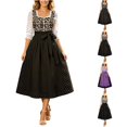 thumbnail image 1 of Xijirk Women Oktoberfest Dress Leopard Print Bodice Midi Costume with Tie Waist Sash for Halloween and Beer Festival Themed Party,XL, 1 of 4