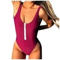 thumbnail image 1 of Xijirk Women One Piece Swimsuit Front Zipper Solid Color High Cut Design Swimwear for Beach Pool Summer Water Activities,XL,Z01, 1 of 2