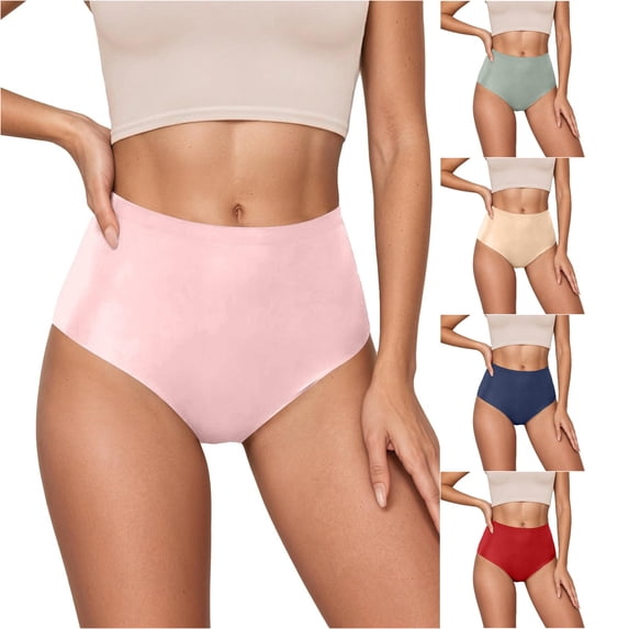 Xijirk Women Panties High Waist Seamless Stretch No Show Briefs for Under Garment Outfits and Daily Casual Wear,RD2,L