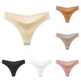 thumbnail image 1 of Xijirk Women Panties Thong with Seamless Wide Waist Band V Cut Front Soft Stretchy Close Fit for Daily Night Out Party Wear,Beige,XS, 1 of 3