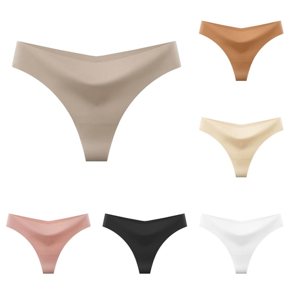 Xijirk Women Panties Thong with Seamless Wide Waist Band V Cut Front Soft Stretchy Close Fit for Daily Night Out Party Wear,Khaki,XL