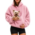 thumbnail image 1 of Xijirk Women Pet Carrier Hoodie Textured Sherpa Front Pet Carry Pouch Drawstring Hood Oversized Pullover for Pet Lovers Loungewear and Daily Home Relax,XL, 1 of 6
