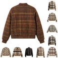 thumbnail image 1 of Xijirk Women Plaid Bomber Jacket Zip Up Long Sleeve Ribbed Trim Outerwear for Spring Fall Casual Daily Street Wear, 1 of 6