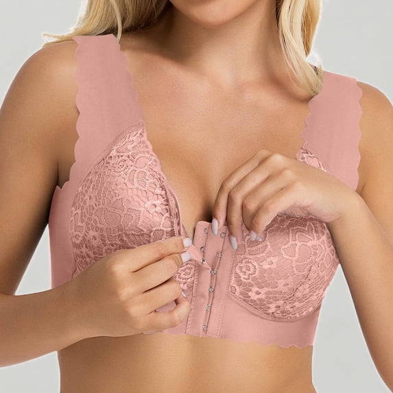 Xijirk Women Plus Size Bra Lightweight Lace Front Closure Wireless Sexy ,2XL