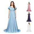 thumbnail image 1 of Xijirk Women Regency Empire Waist Maxi Dress Puff Short Sleeve Off The Shoulder Gown for Halloween Cosplay formal Evening Party,3XL, 1 of 5