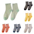 thumbnail image 1 of Xijirk Women Ruffle Plaid Crew Socks Soft Retro Gingham Check Mid Calf Socks for Daily Casual Wear Size:One Size, 1 of 5