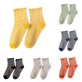 thumbnail image 1 of Xijirk Women Ruffle Plaid Crew Socks Soft Retro Gingham Check Mid Calf Socks for Daily Casual Wear Size:One Size, 1 of 5