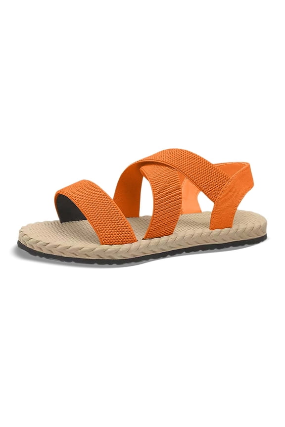 Women Sandals Stitching Hollow Out Bottom Heel Big Size Open Toe Casual Design Comfortable Build Women Sandals for Everyday Wear,Orange,9