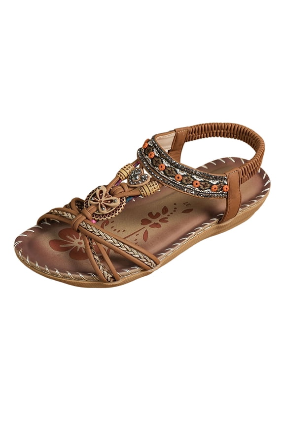 Women Sandals Summer Elegant Toe Separator Comfortable Flat Orthopaedic Footbed Breathable Slingback Women Sandals for Beach Holidays Leisure,Brown,6