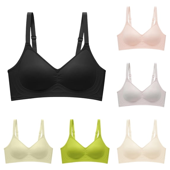 Xijirk Women Seamless Bra Jelly Thin Adjustable Straps Wirefree V Neck for Daily Home Wear,Black,XL