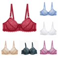 thumbnail image 1 of Xijirk Women Sheer Lace Underwire Bra Thin Cup Bow Adjustable Shoulder Strap for Everyday Wear,Red,100C, 1 of 6