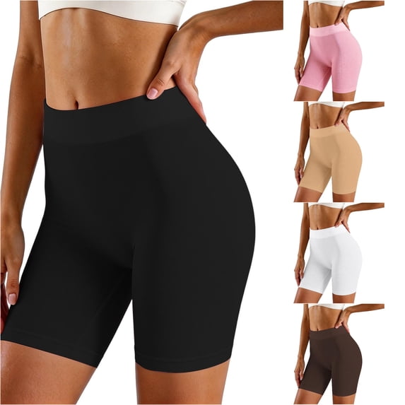Xijirk Women Shorts High‑Waist Seamless Ribbed Shorts for Workout and Daily Casual Wear,Black,M