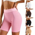 thumbnail image 1 of Xijirk Women Shorts High‑Waist Seamless Ribbed Shorts for Workout and Daily Casual Wear,Pink,XXL, 1 of 4