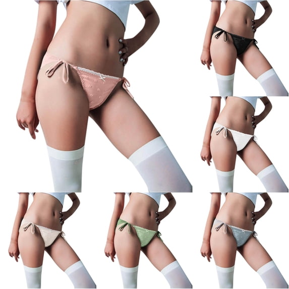Xijirk Women Side Tie Bikini Panties Lace Printed Soft Stretch Breathable Low Rise Underwear for Daily Casual Romantic Occasions,Khaki,M