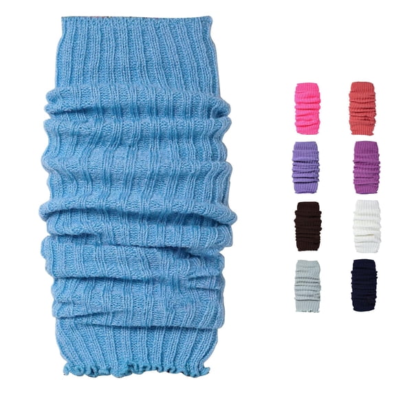 Xijirk Women Solid Rib Knit Leg Warmers Slouchy Ruffle Hem Calf Y2K Fashion Accessories Blue,One Size