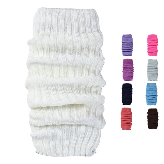 Xijirk Women Solid Rib Knit Leg Warmers Slouchy Ruffle Hem Calf Y2K Fashion Accessories White,One Size