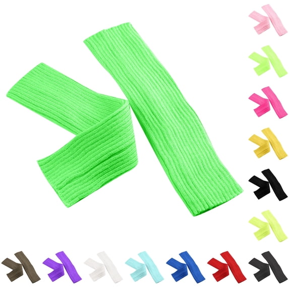 Xijirk Women Solid Vertical Rib Knit Leg Warmers Straight Calf Y2K Casual Fashion Accessories Green,One Size