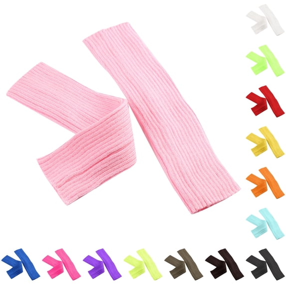 Xijirk Women Solid Vertical Rib Knit Leg Warmers Straight Calf Y2K Casual Fashion Accessories Pink,One Size