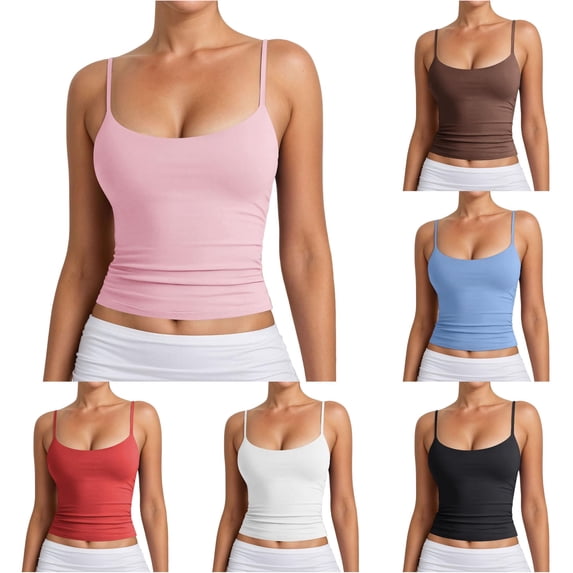 Xijirk Women Spaghetti Strap Crop Top Neck Slim Fit Ruched Side Tank Top for Casual Daily Sports Outdoor Wear,RD1,M