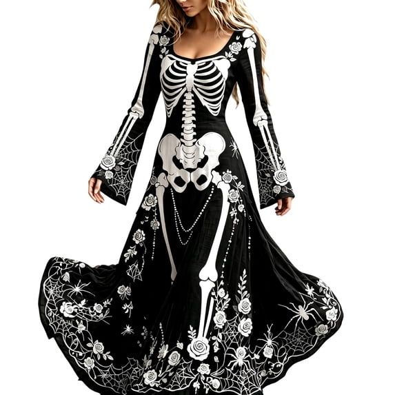 Xijirk Women Square Neck Long Bell Sleeve A Line Maxi Dress with ...