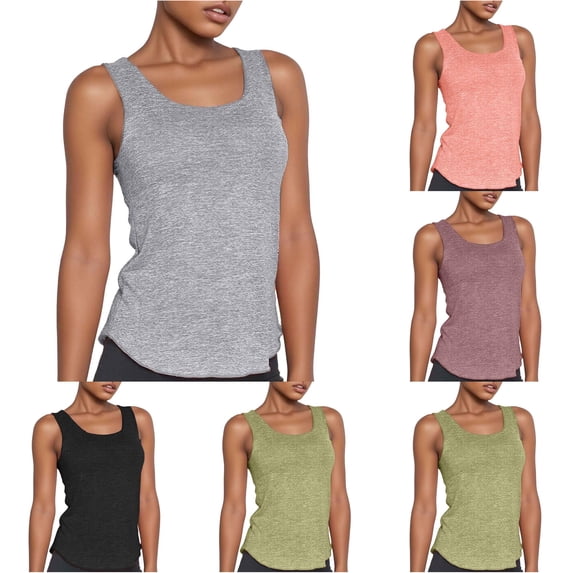 Xijirk Women Square Neck Sleeveless Tank Top Soft Curved Camisole for Yoga Workout Daily Wear,Grey,XL