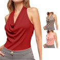 thumbnail image 1 of Xijirk Women Tank Top Draped Neck Sleeveless Slim Fit Camisole for Daily Casual Wear,RD2,L-2, 1 of 5