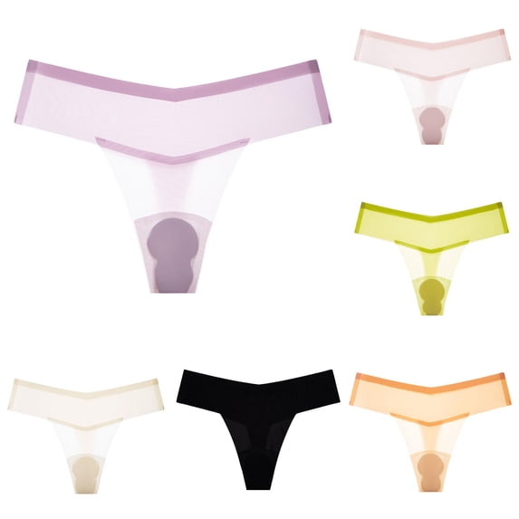 Xijirk Women Thong Panties Low‑Rise Seamless No‑Show Underwear for Daily Wear and Under Tight Outfits,Purple,L