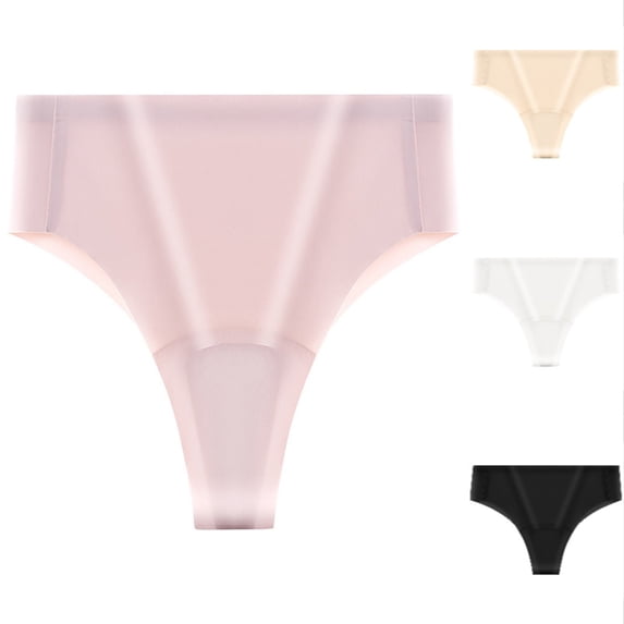 Xijirk Women Thong Panties Seamless No‑Show Stretchy Underwear for Daily Wear and Under Tight Outfits,Pink,XL