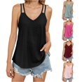 thumbnail image 1 of Xijirk Women V Neck Double Spaghetti Strap Tank Top Eyelet Embroidery Curved Camisole for Daily Casual Wear,Black,XL, 1 of 6