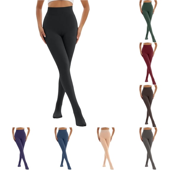 Xijirk Women Wide Ribbed High Waist Opaque Footed Pantyhose High Stretch Smooth Solid Hosiery Tights for Daily Casual Dating Formal Outfit Wear,Black,One Size