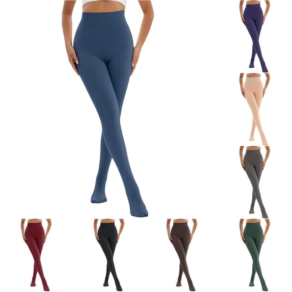 Xijirk Women Wide Ribbed High Waist Opaque Footed Pantyhose High Stretch Smooth Solid Hosiery Tights for Daily Casual Dating Formal Outfit Wear,Blue,One Size