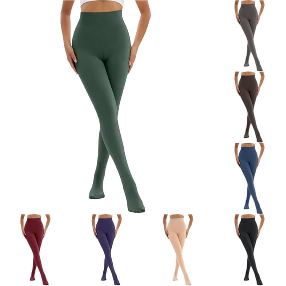 Xijirk Women Wide Ribbed High Waist Opaque Footed Pantyhose High Stretch Smooth Solid Hosiery Tights for Daily Casual Dating Formal Outfit Wear,Green,One Size
