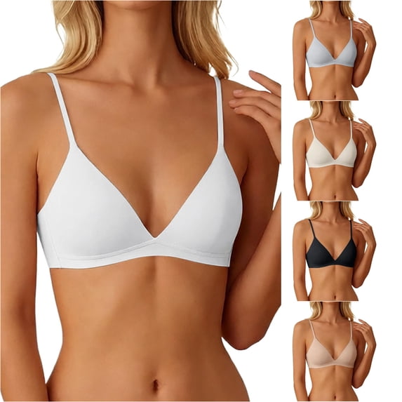 Xijirk Women Wirefree Bralette with Triangle Cup Slim Shoulder Strap Seamless Construction for Daily Wearing and Simple Outfit Matching,White,M