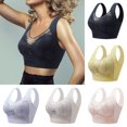thumbnail image 1 of Xijirk Women Wireless Floral Lace Mesh Bra with Wide Vest Straps for Everyday Comfort Wear,Black,4XL, 1 of 5