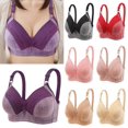 thumbnail image 1 of Xijirk Women Wireless Grid Bra Lace Pendant Adjustable Strap Breathable Bra for Daily Underwear,Purple,46, 1 of 4