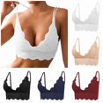 thumbnail image 1 of Xijirk Women Wireless Lace Bralette with Double Thin Straps V Neck Floral Lace for Daily Loungewear,White,XL, 1 of 9