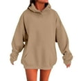 thumbnail image 1 of Xijirk Women's Casual Hoodies Drop Shoulder Solid Color Long Sleeve With Pockets Cozy Warm Women's Casual Hoodies for Office Casual,Gold,3XL, 1 of 5