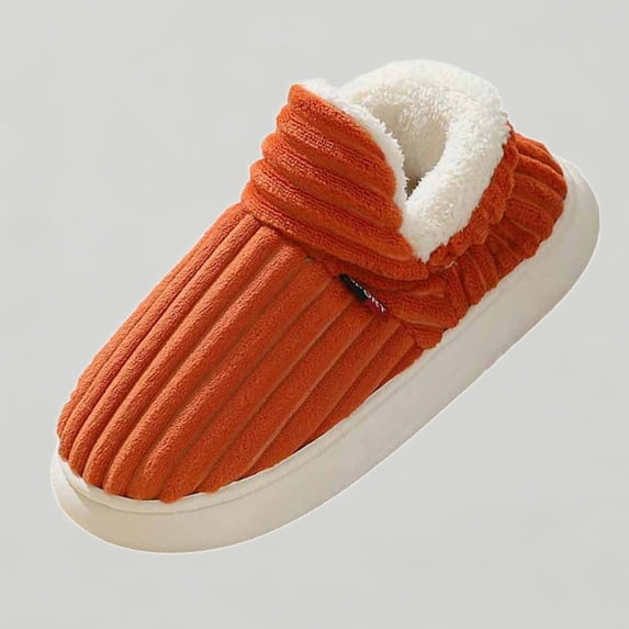 Xijirk Women's Cozy Winter Slippers Closed Back Vertical Ridged Flat Base Sole Indoor Slippers,6.5