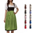 thumbnail image 1 of Xijirk Women's Dirndl Dress Traditional Bavarian Short Sleeve Grid Floral Print Midi Apron Costume for Oktoberfest Cosplay Theme Party,M, 1 of 8