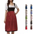 thumbnail image 1 of Xijirk Women's Dirndl Dress Traditional Bavarian Short Sleeve Grid Floral Print Midi Apron for Oktoberfest Cosplay Theme Party,S, 1 of 8